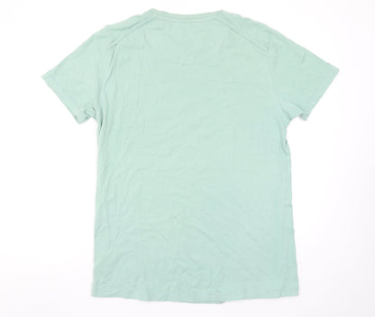 Mulitia Men's Green Graphic Animal Print Cotton T-Shirt Size L