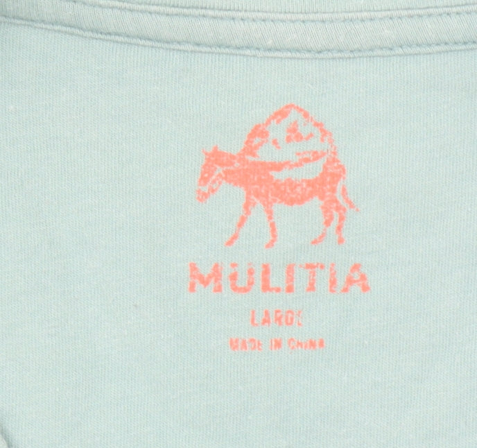 Mulitia Men's Green Graphic Animal Print Cotton T-Shirt Size L