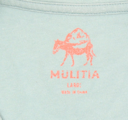 Mulitia Men's Green Graphic Animal Print Cotton T-Shirt Size L