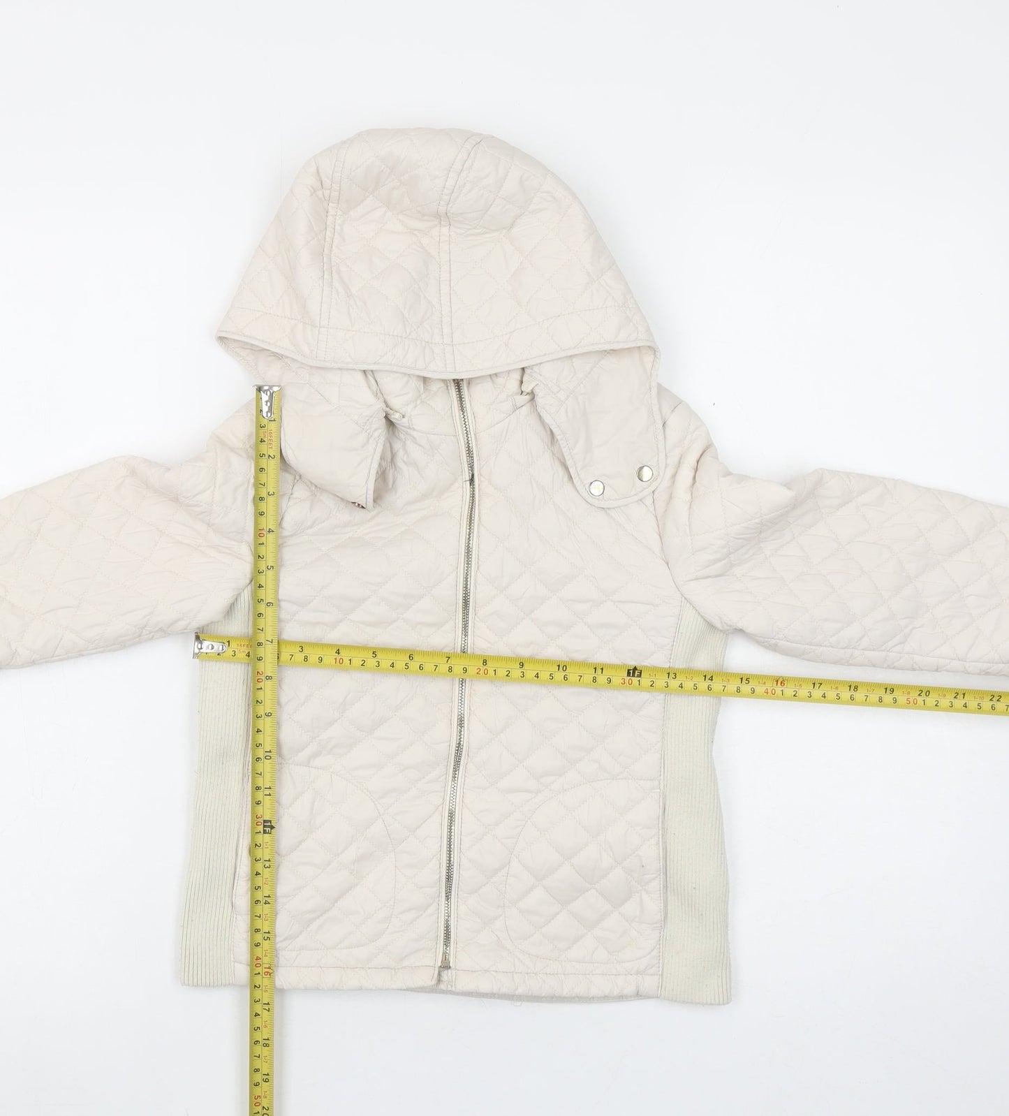 Girls UK Size 7 Years Massimo Dutti Ivory Quilted Coat