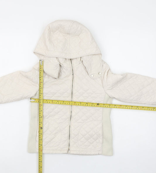 Girls UK Size 7 Years Massimo Dutti Ivory Quilted Coat