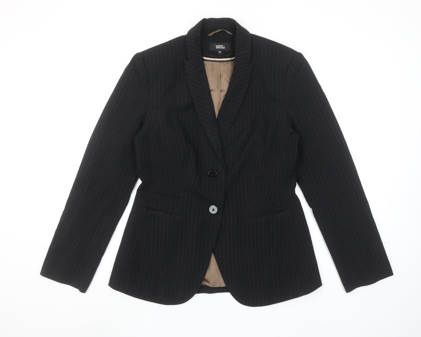 Marks and Spencer Women Black Pinstripe Suit Jacket UK 10