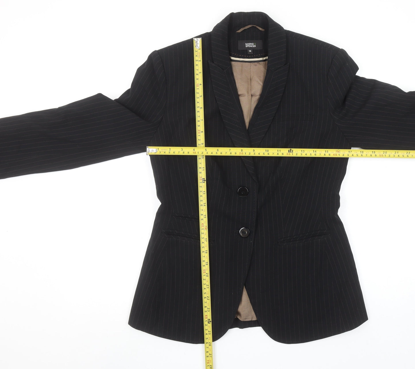 Marks and Spencer Women Black Pinstripe Suit Jacket UK 10