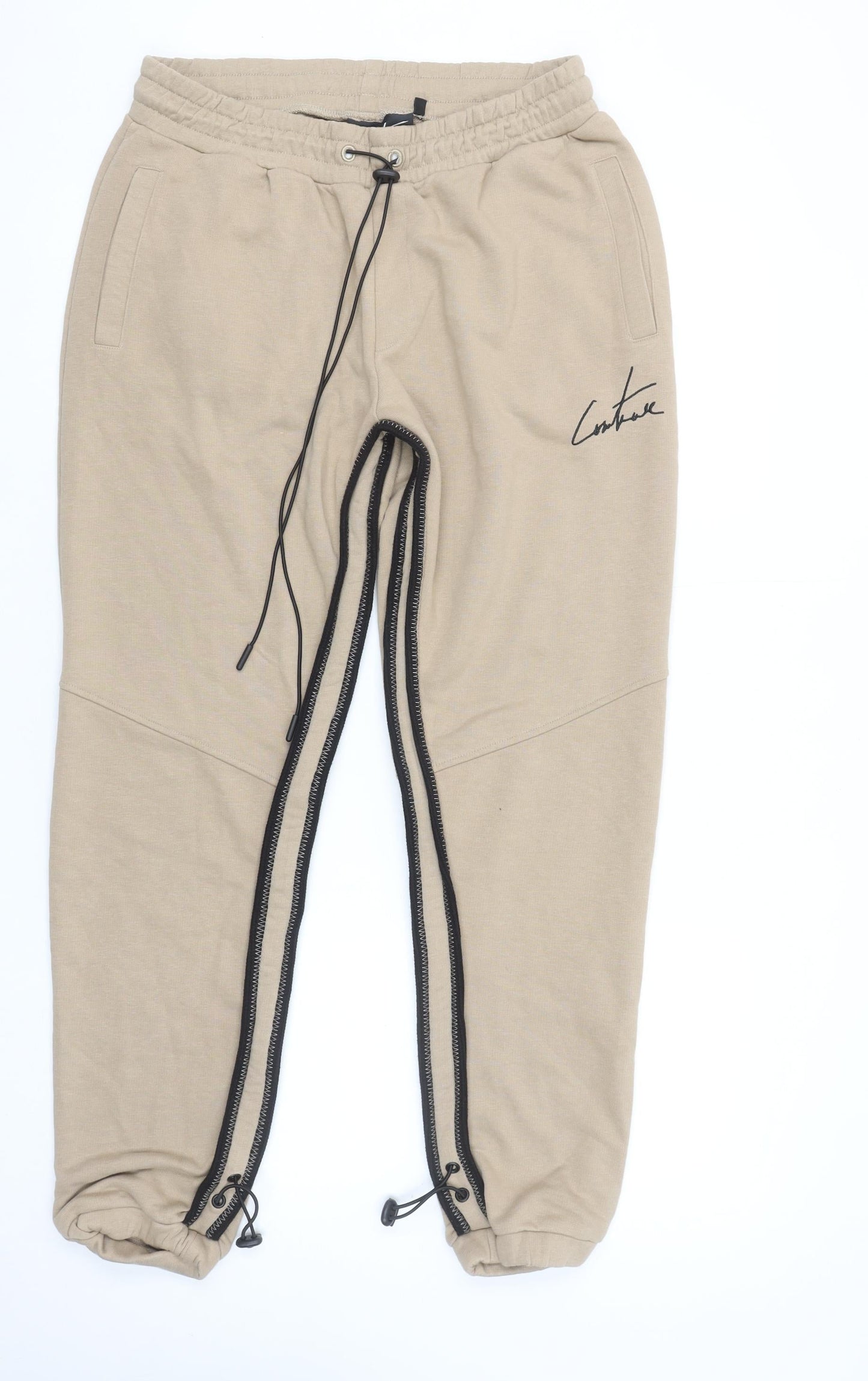 Womens UK Size M Couture Regular Fit Jogger Beige Trousers