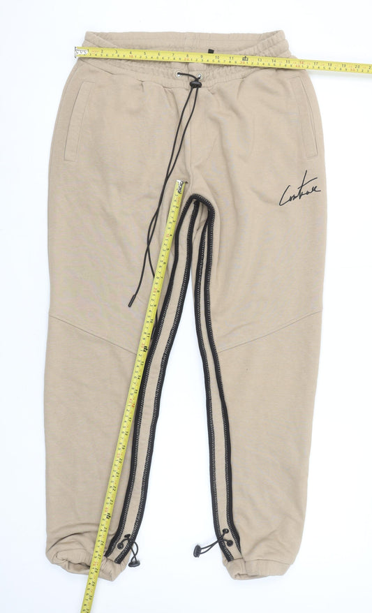 Womens UK Size M Couture Regular Fit Jogger Beige Trousers