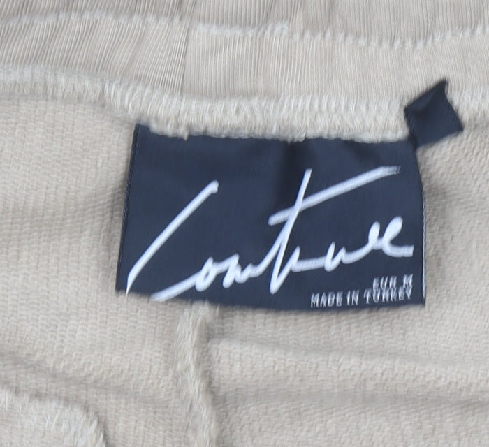 Womens UK Size M Couture Regular Fit Jogger Beige Trousers