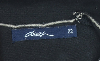 Dash Womens Black Size 22 Embroidered 3/4 Sleeve V-Neck T-Shirt