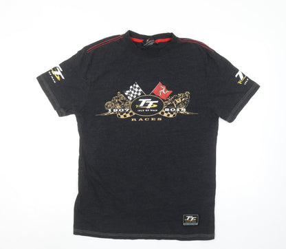 Mens UK Size S TT Isle of Man Black  T-Shirt
