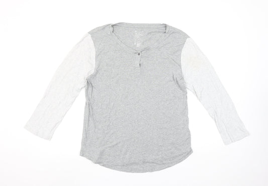 Gap Women's Grey Henley 3/4 Sleeve Cotton Modal T-Shirt XL