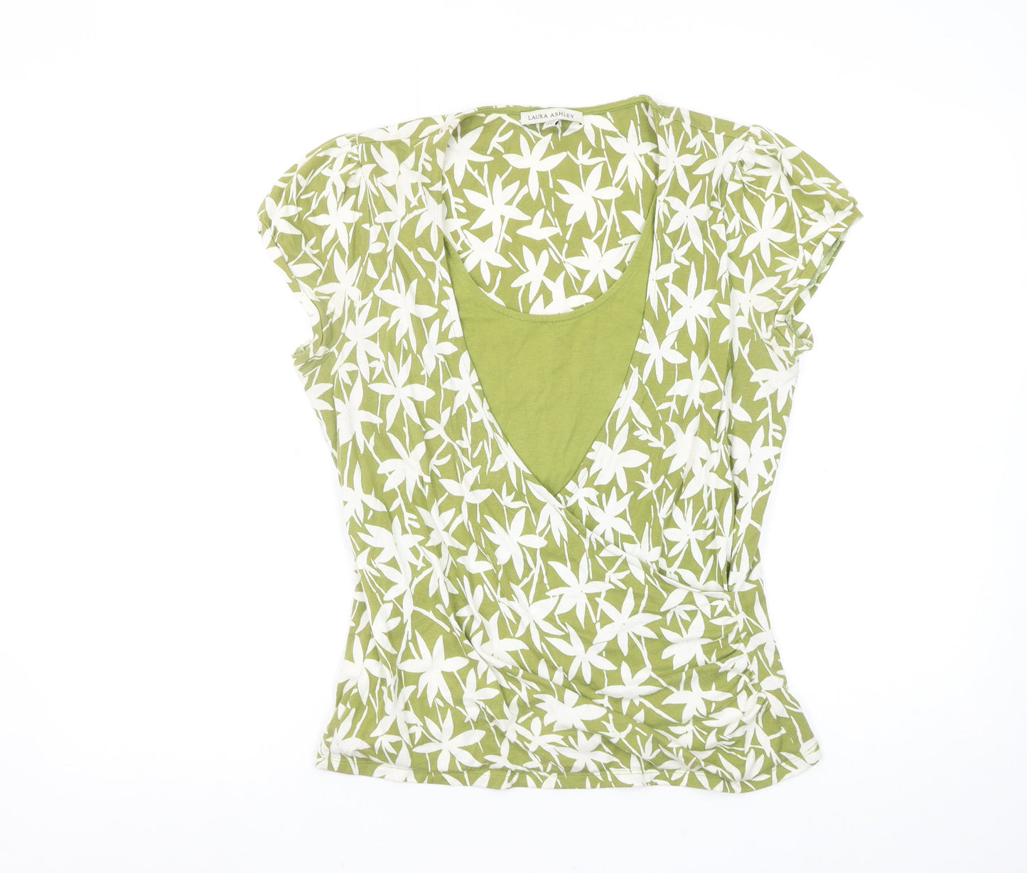 Laura Ashley Women’s Green Floral Wrap T-Shirt Size 14