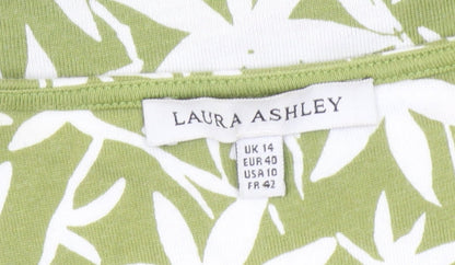 Laura Ashley Women’s Green Floral Wrap T-Shirt Size 14