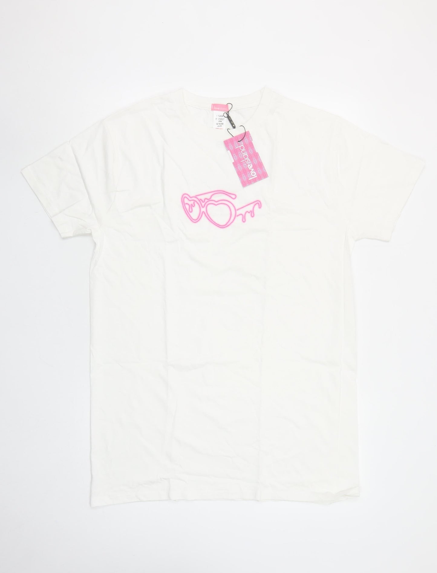 Womens UK Size S Love Island White Basic T-Shirt