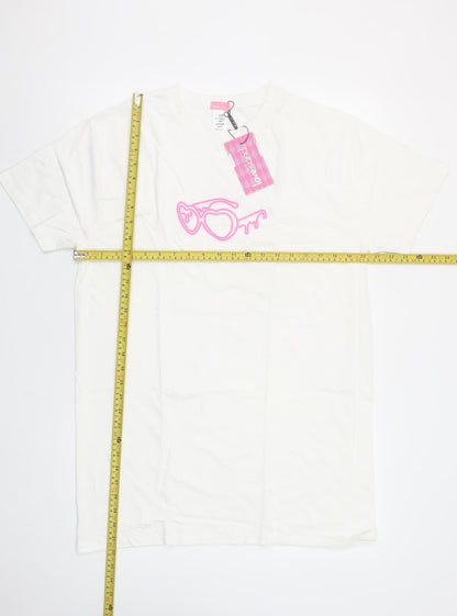 Womens UK Size S Love Island White Basic T-Shirt