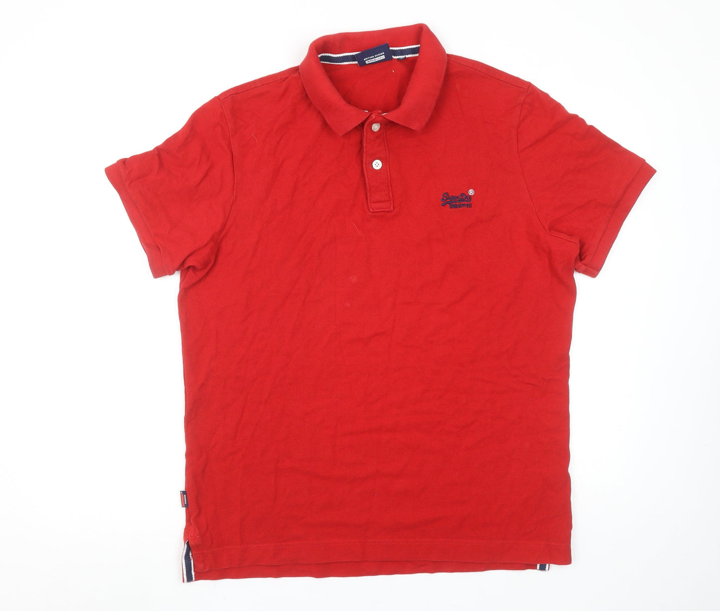 Superdry Men's Red 2XL Cotton Short Sleeve Logo Polo Shirt