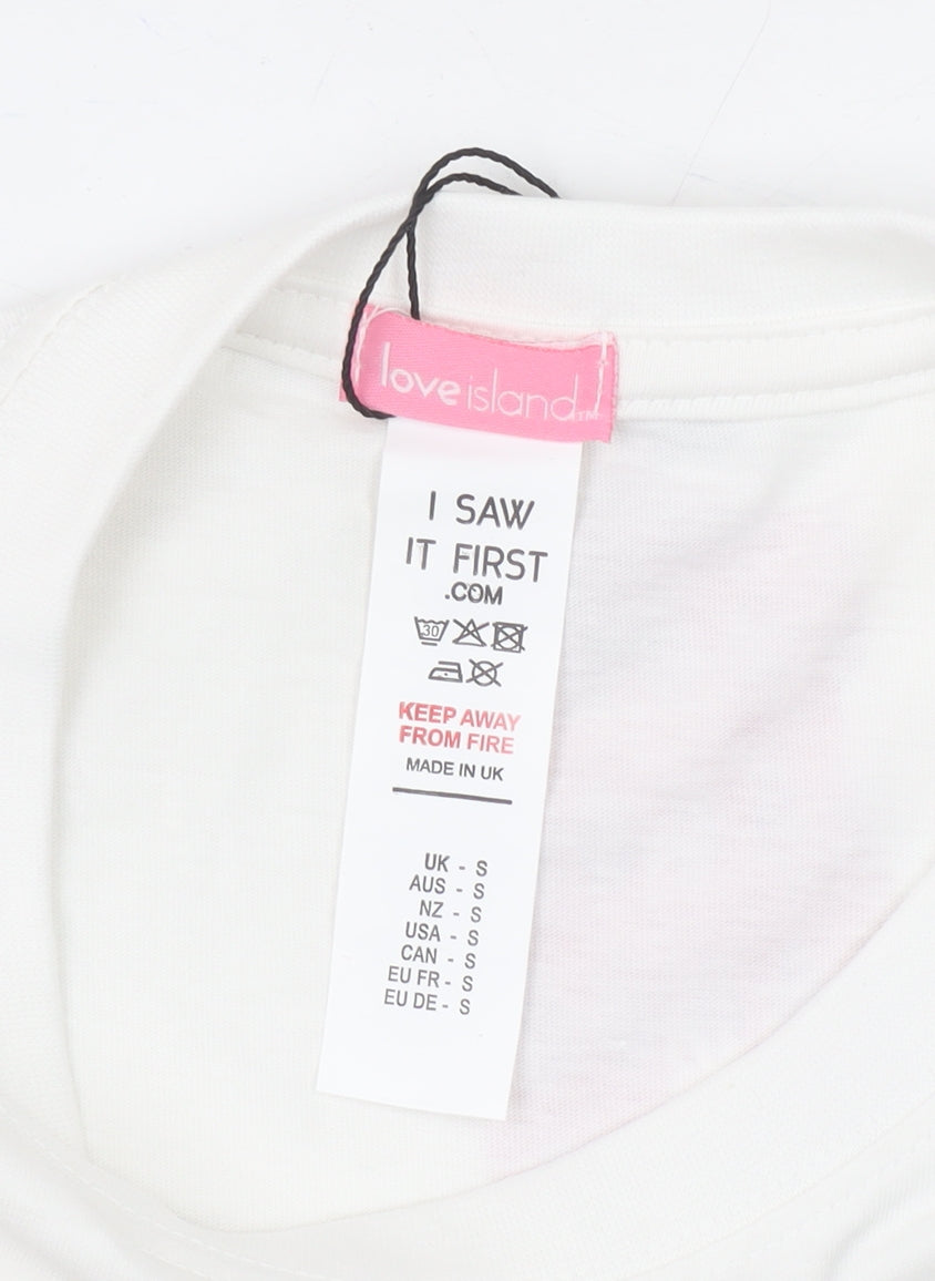 I Saw It First Love Island White Cotton Women’s T-Shirt Size S