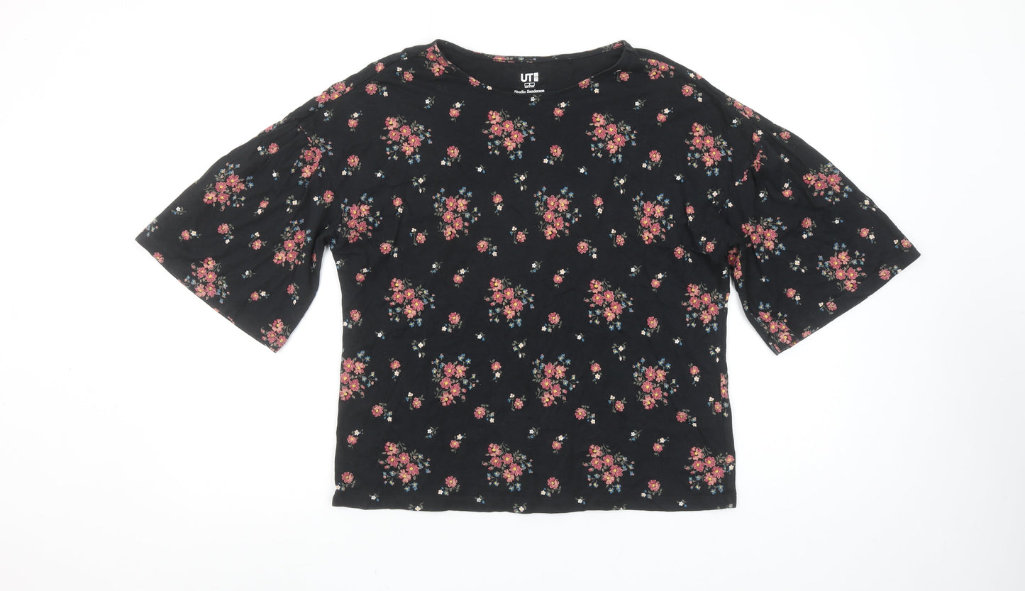 Womens UK Size S Uniqlo Black Basic T-Shirt