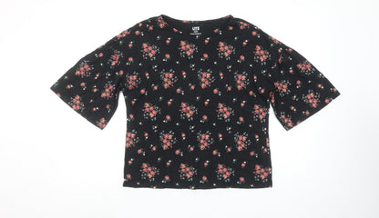 Womens UK Size S Uniqlo Black Basic T-Shirt