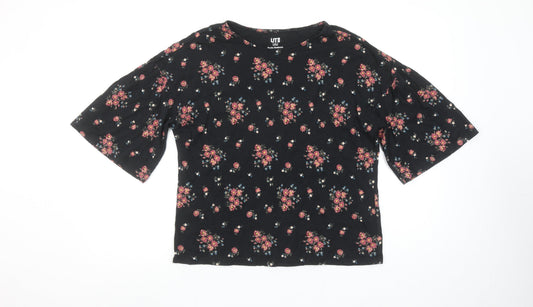 Womens UK Size S Uniqlo Black Basic T-Shirt