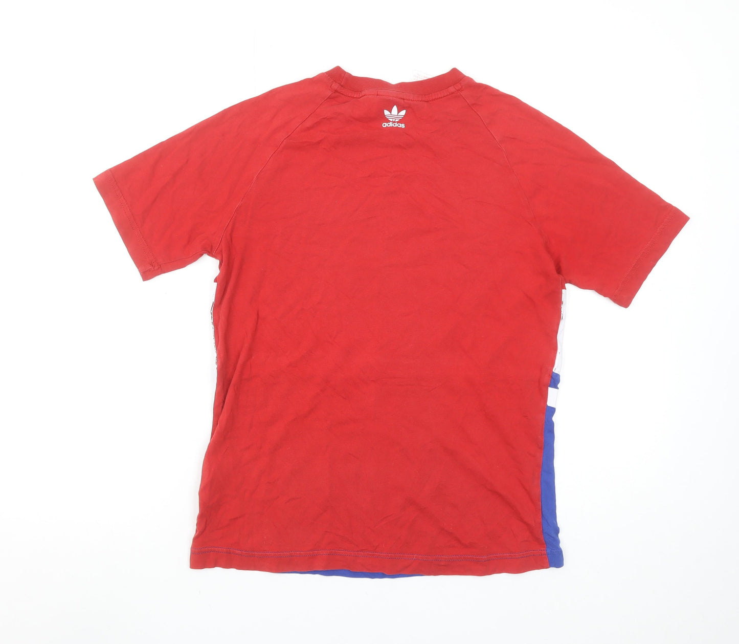 Adidas Boys Red Blue Trefoil Logo Short Sleeve T-Shirt 12-13 Years