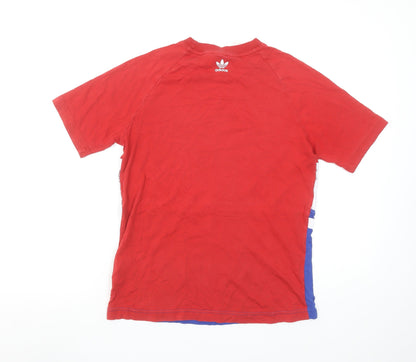 Adidas Boys Red Blue Trefoil Logo Short Sleeve T-Shirt 12-13 Years