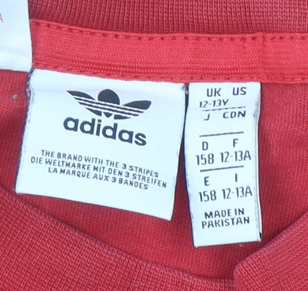 Adidas Boys Red Blue Trefoil Logo Short Sleeve T-Shirt 12-13 Years