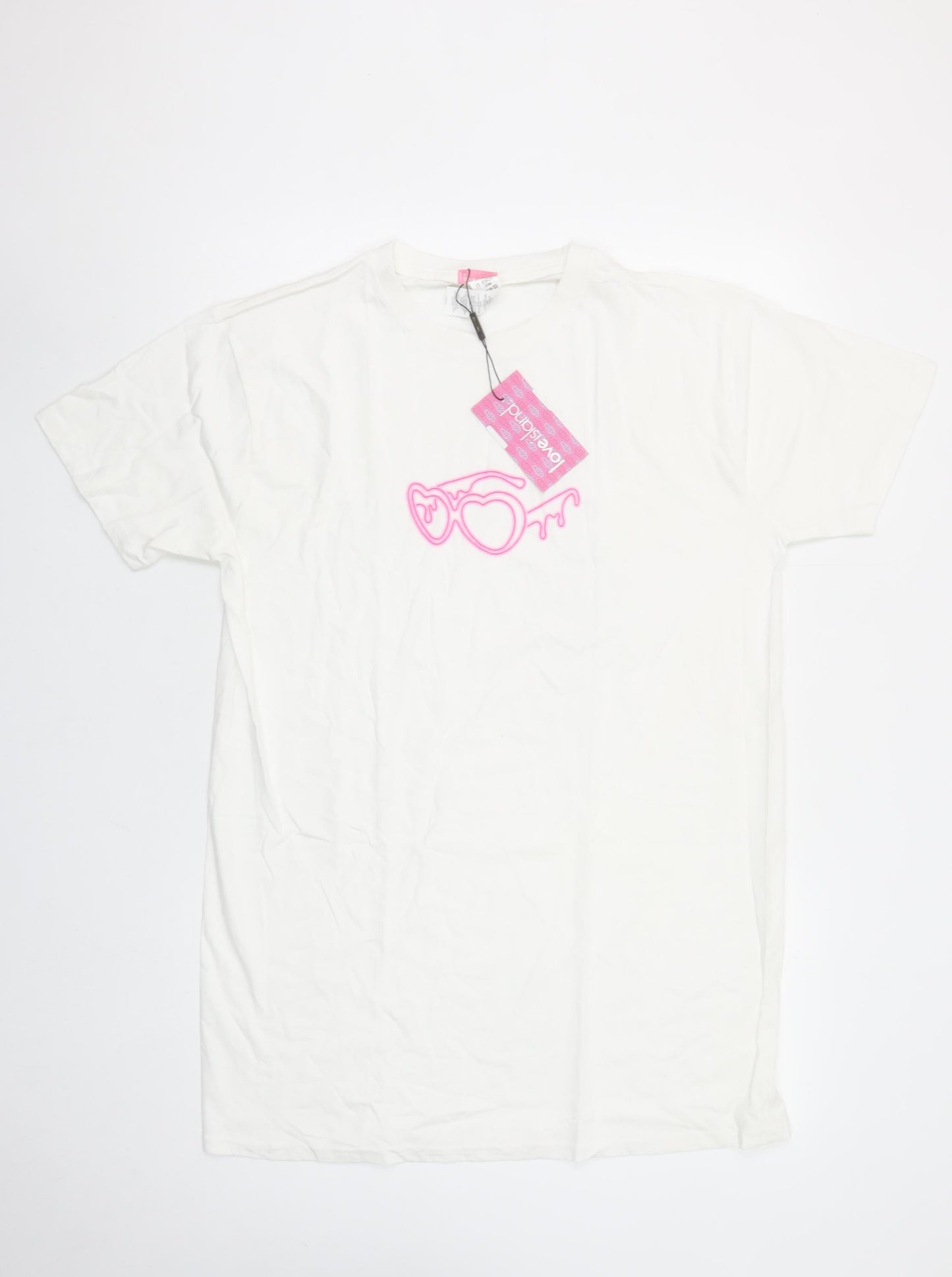 I Saw It First Women White Love Island Cotton T-Shirt Size S