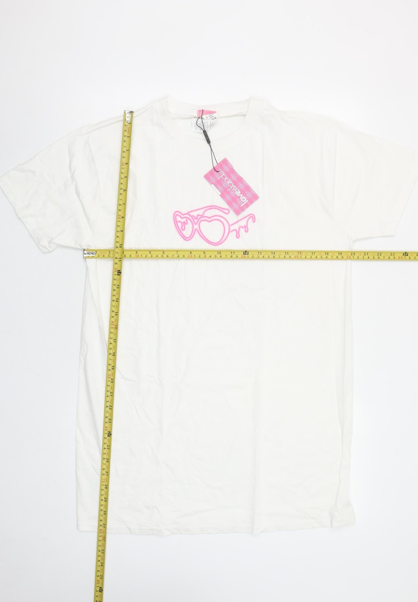 I Saw It First Women White Love Island Cotton T-Shirt Size S