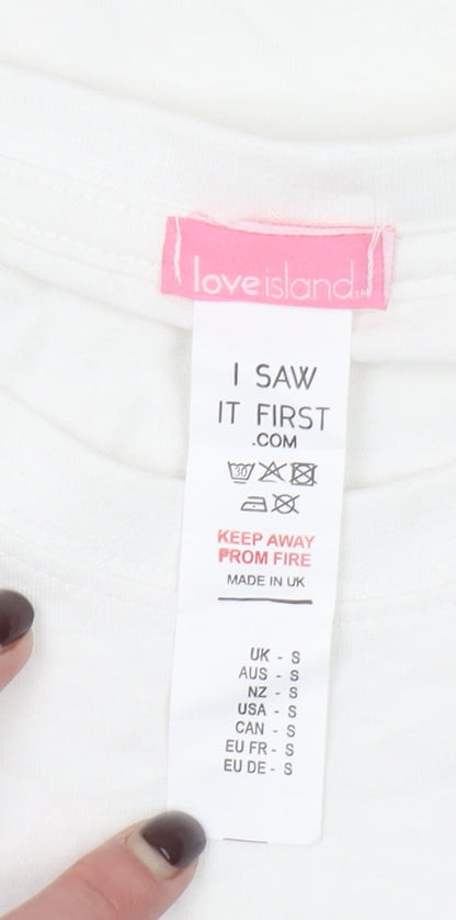 I Saw It First Women’s White Cotton Love Island T-Shirt Size S