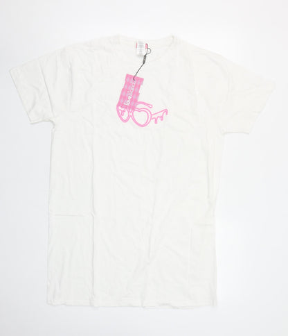 I Saw It First Women White Love Island Cotton T-Shirt Size S