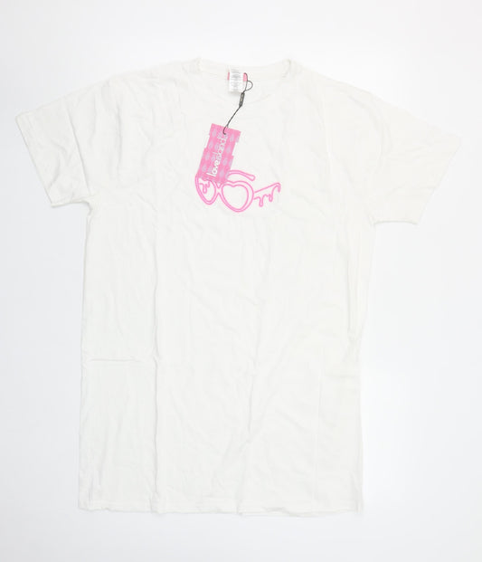 I Saw It First Women White Love Island Cotton T-Shirt Size S