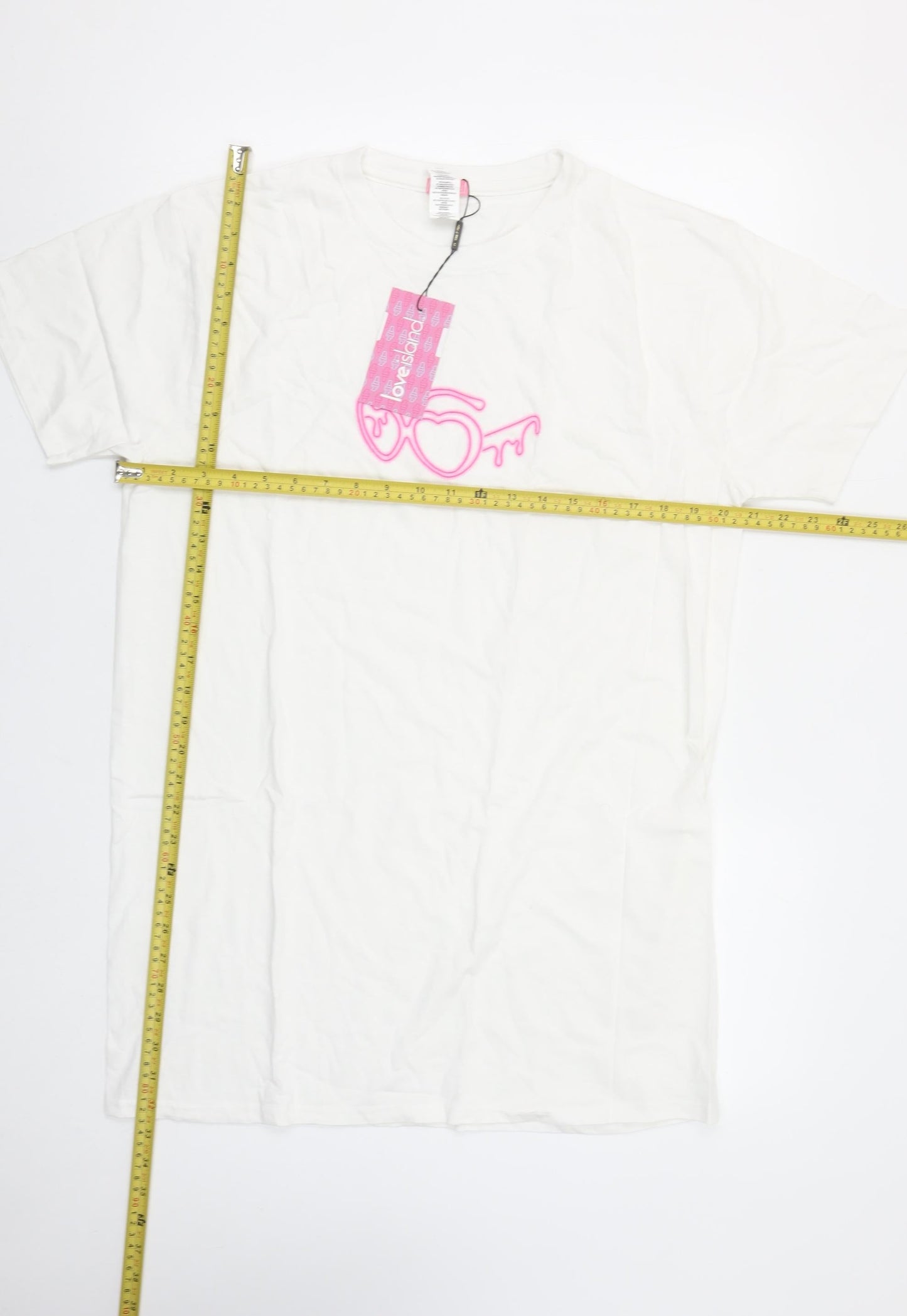 I Saw It First Women White Love Island Cotton T-Shirt Size S