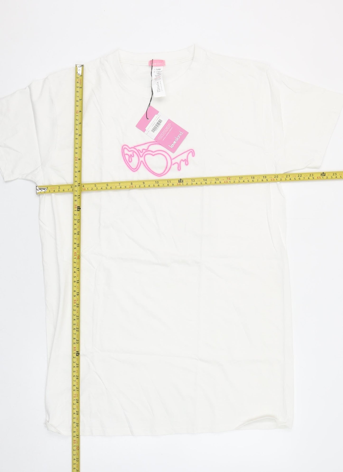 I Saw It First Women’s White Love Island Graphic Cotton T-Shirt Size S