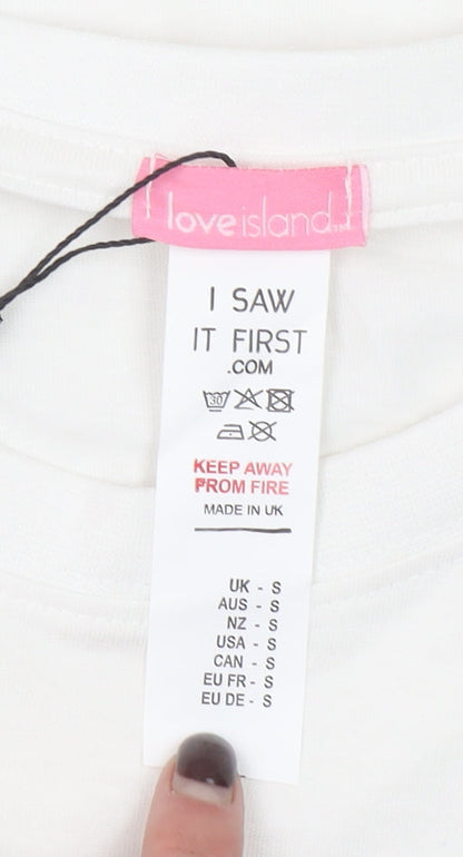 I Saw It First Women’s White Love Island Graphic Cotton T-Shirt Size S