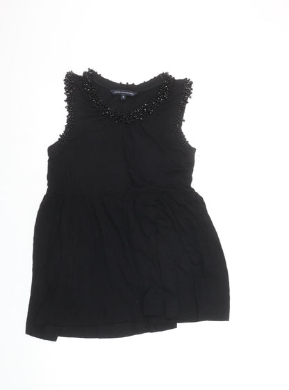 French Connection Women's Black Beaded Sleeveless Tunic Top Size S
