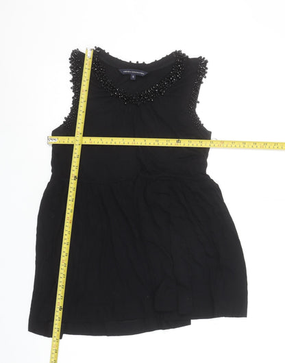 French Connection Women's Black Beaded Sleeveless Tunic Top Size S