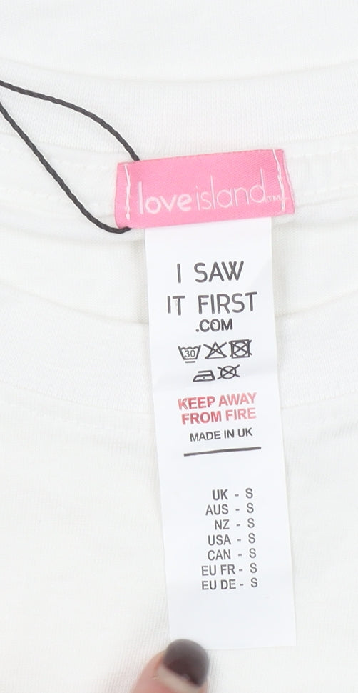 Womens UK Size S Love Island x I Saw It First White Basic T-Shirt