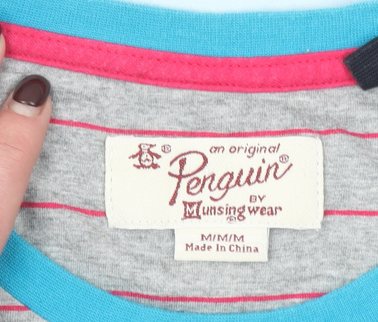 Original Penguin Men's Multicoloured Striped T-Shirt M Crew Neck Cotton