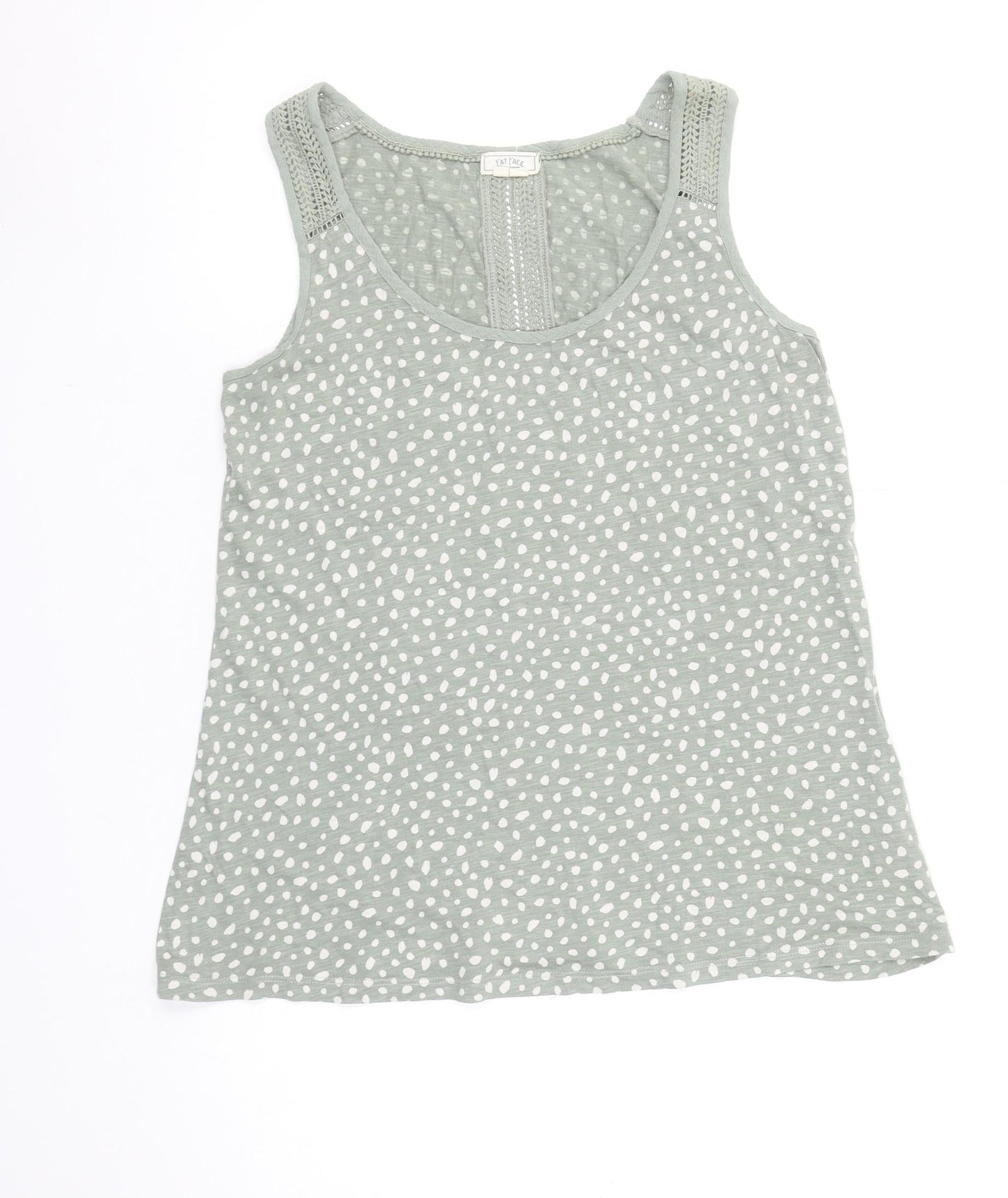 FatFace Women's Green Polka Dot Crochet Trim Tank Top UK 12