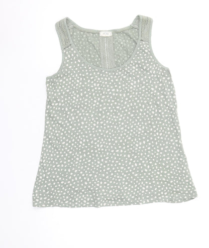 FatFace Women's Green Polka Dot Crochet Trim Tank Top UK 12