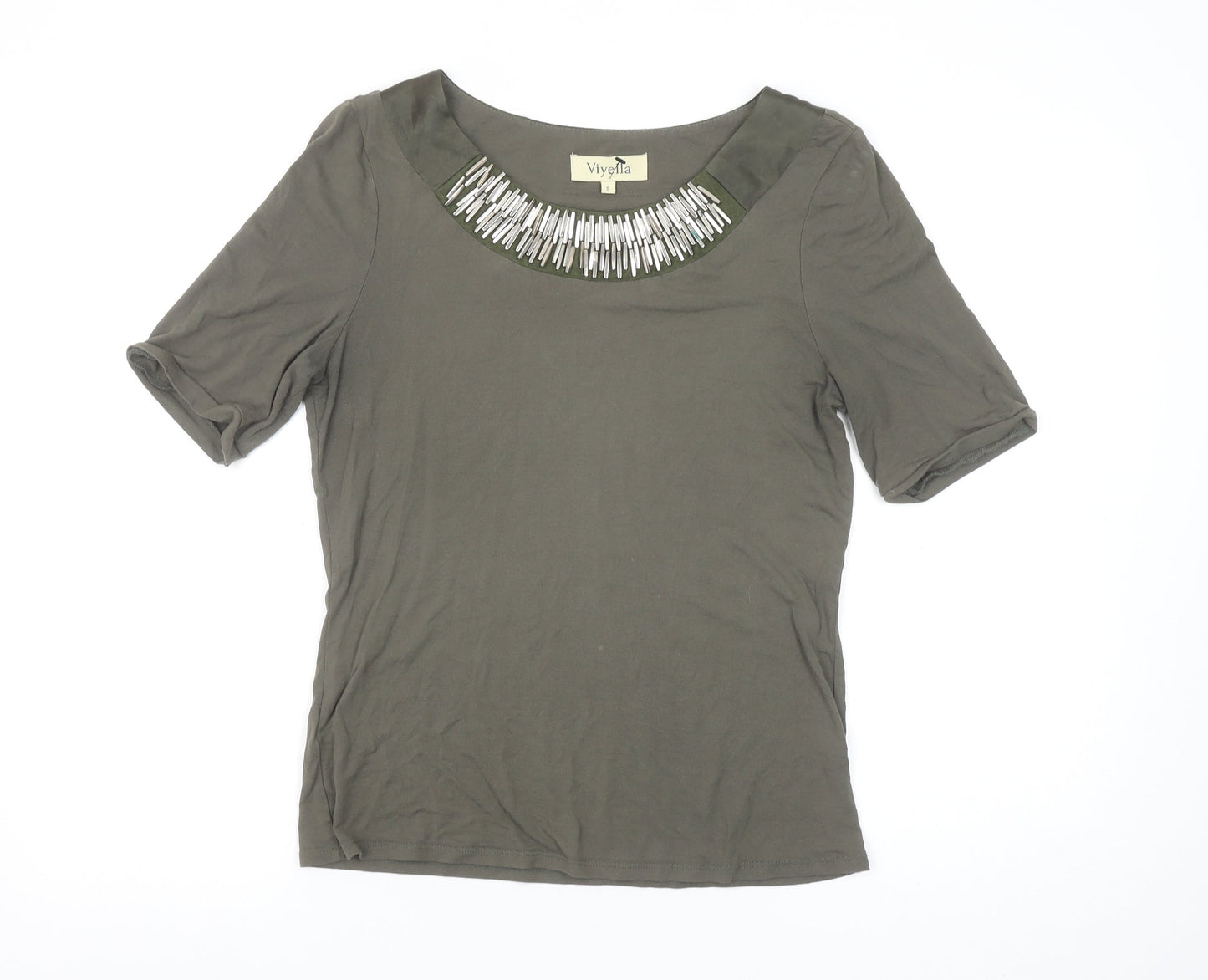 Womens UK Size S Viyella Green Basic T-Shirt