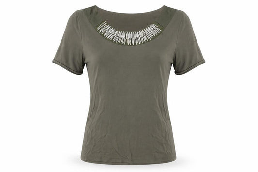 Womens UK Size S Viyella Green Basic T-Shirt