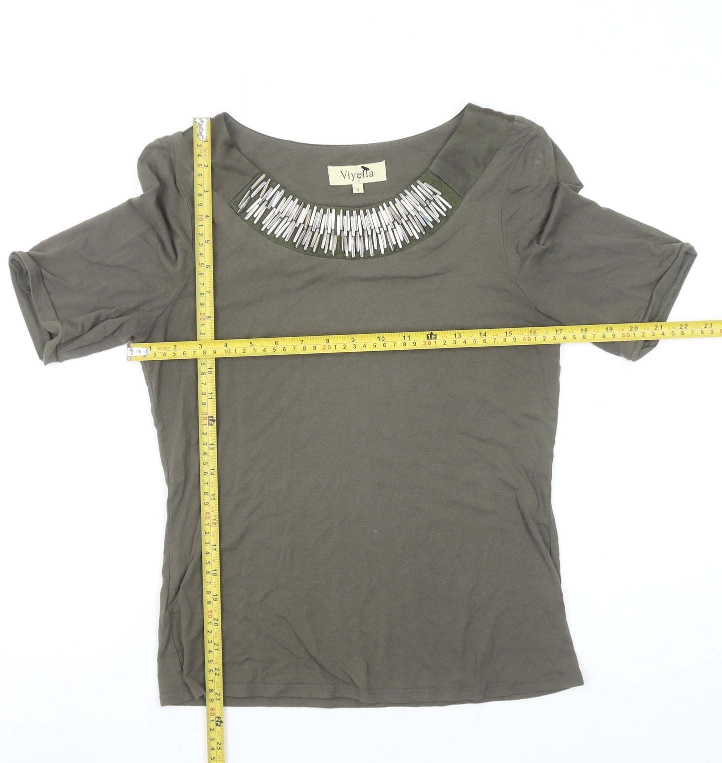 Womens UK Size S Viyella Green Basic T-Shirt