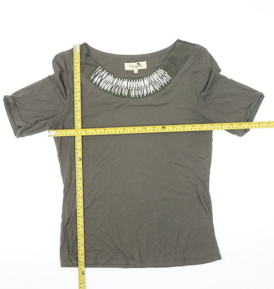 Womens UK Size S Viyella Green Basic T-Shirt