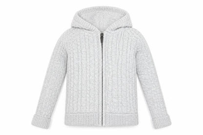 SoulCal Boys Grey Hooded Cable-Knit Cardigan 9-10 Years Toggle Zip Warm