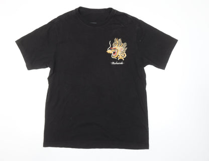 Maharishi Men's Black Dragon Embroidered Organic Cotton T-Shirt Size L