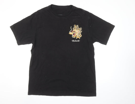 Maharishi Men's Black Dragon Embroidered Organic Cotton T-Shirt Size L