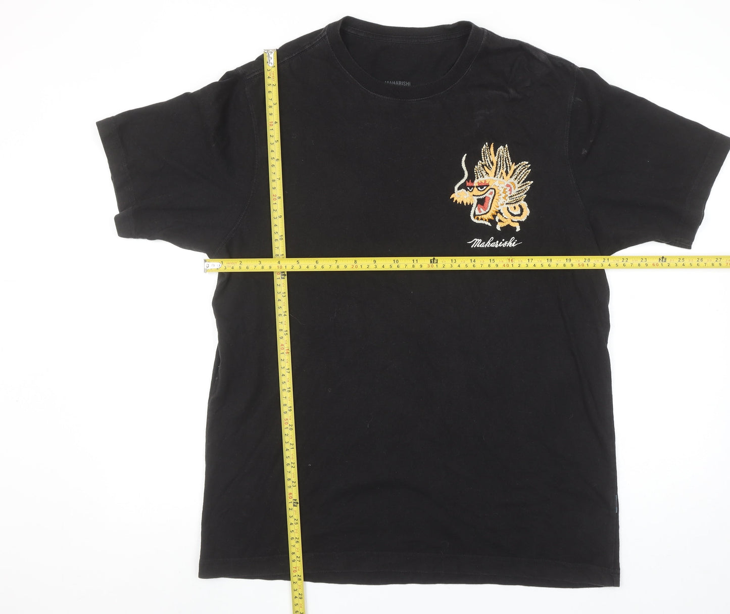 Maharishi Men's Black Dragon Embroidered Organic Cotton T-Shirt Size L