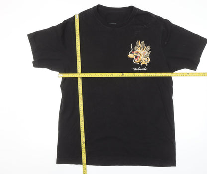 Maharishi Men's Black Dragon Embroidered Organic Cotton T-Shirt Size L