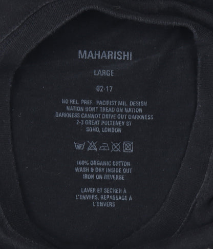 Maharishi Men's Black Dragon Embroidered Organic Cotton T-Shirt Size L