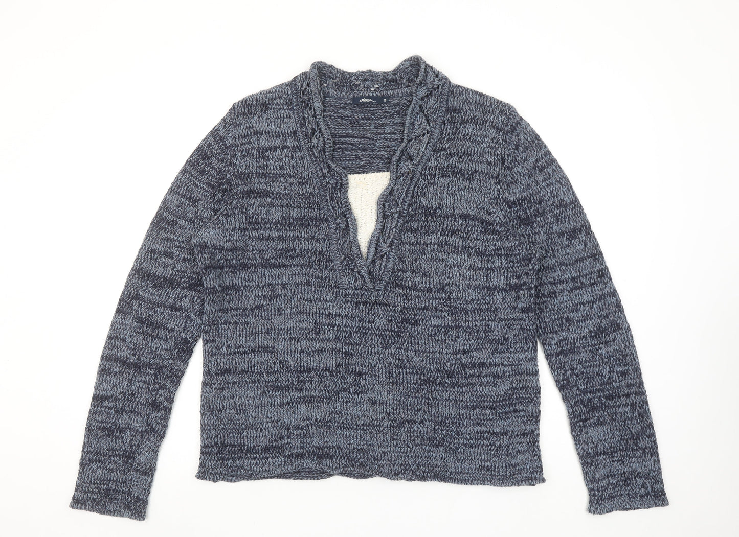 Dash Women's Blue Chunky Knit V-Neck Jumper Size 16